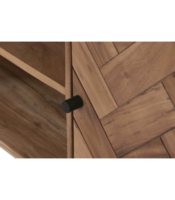 Mueble TV 140 cm madera maciza acacia color nogal estilo industrial 4