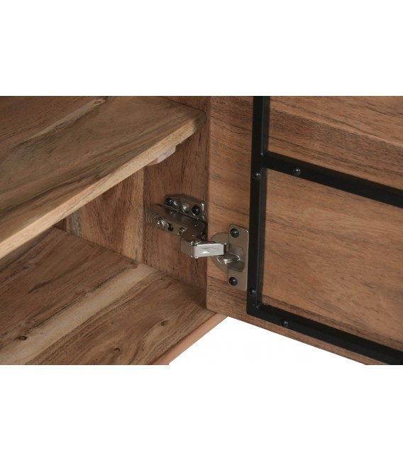 Mueble TV 140 cm madera maciza acacia color nogal estilo industrial 5