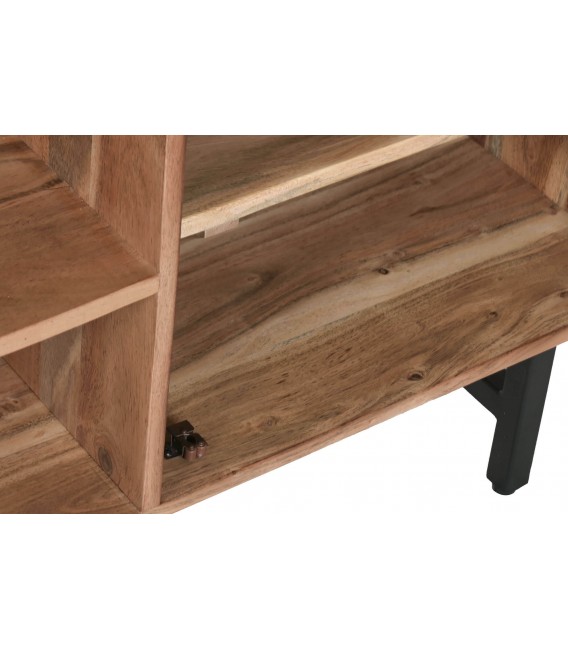 Mueble TV 140 cm madera maciza acacia color nogal estilo industrial 6