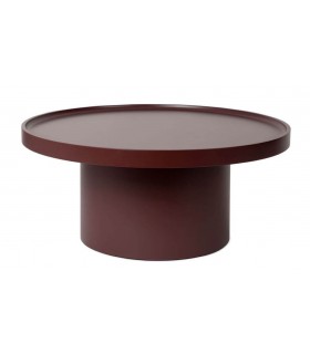 Mesa de centro redonda madera MDF lacada en granate estilo moderno