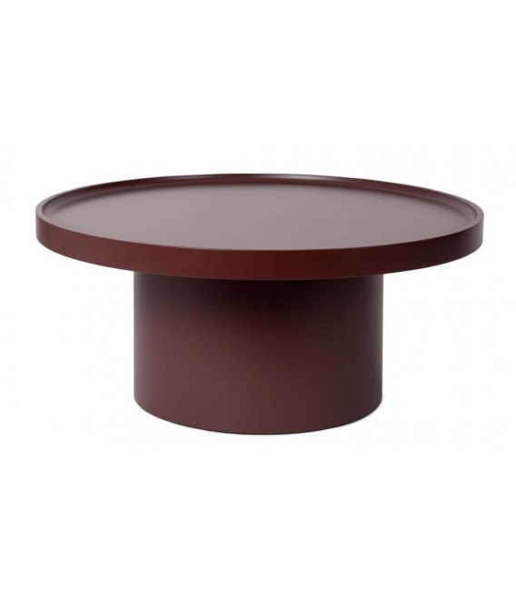 Mesa de centro redonda madera MDF lacada en granate estilo moderno