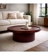 Mesa de centro redonda madera MDF lacada en granate estilo moderno Mdmhogar