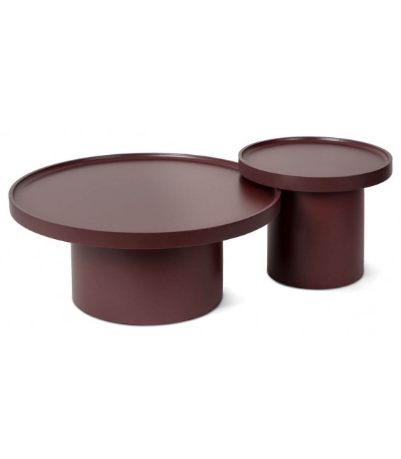 Mesa de centro redonda madera MDF lacada en granate estilo moderno 4