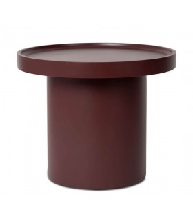 Mesa auxiliar redonda madera MDF lacada en granate estilo moderno