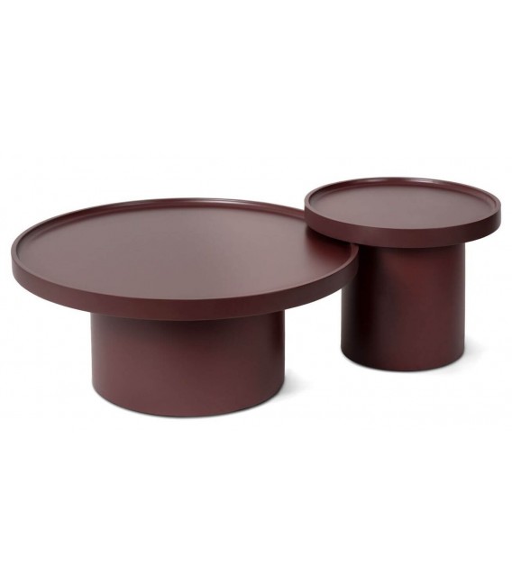 Mesa auxiliar redonda madera MDF lacada en granate estilo moderno 4