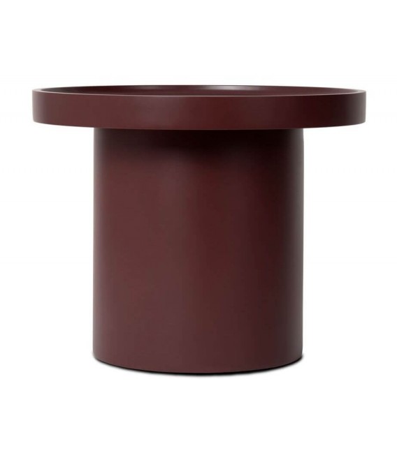 Mesa auxiliar redonda madera MDF lacada en granate estilo moderno 1