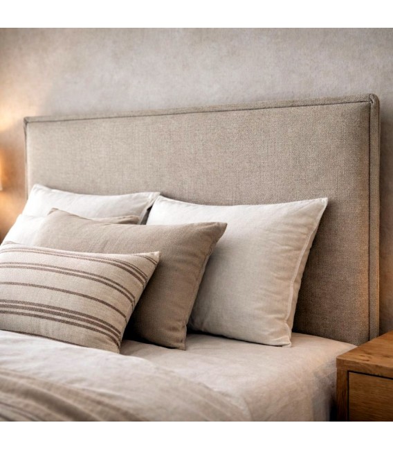 Cabecero tapizado cama 135 140 loneta topo estilo contemporáneo Mdmhogar
