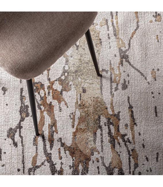 Alfombra rectangular XL tonos neutros de pelo corto diseño moderno 3