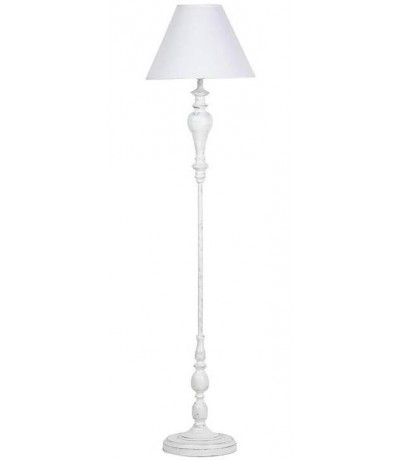 Lámpara de pie blanco roto con pantalla lino blanco estilo clasico