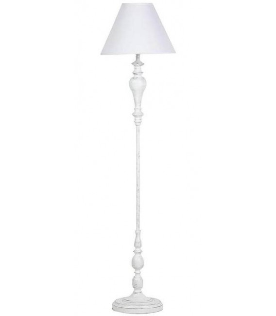 Lámpara de pie blanco roto con pantalla lino blanco estilo clasico