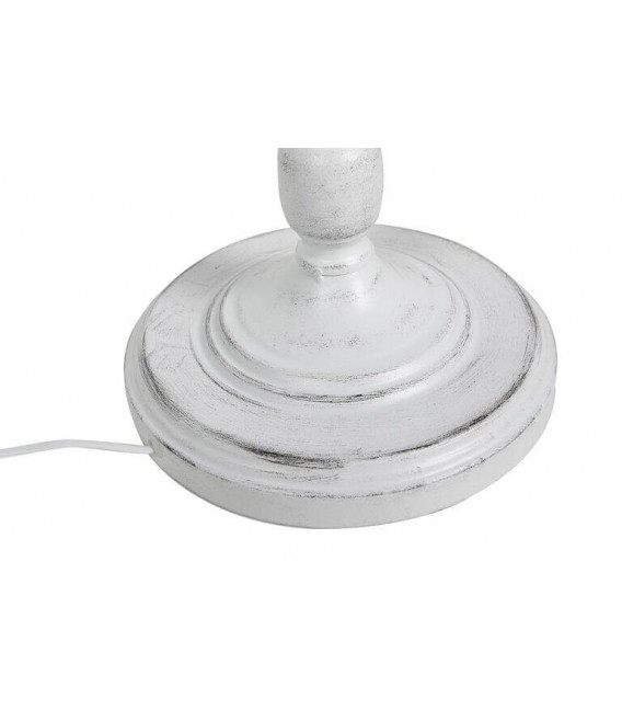 Lámpara de pie blanco roto con pantalla lino blanco estilo clasico 3