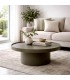 Mesa de centro redonda MDF lacada en verde estilo moderno Mdmhogar
