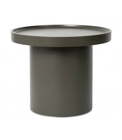 Mesita auxiliar redonda lacada en verde mate estilo moderno