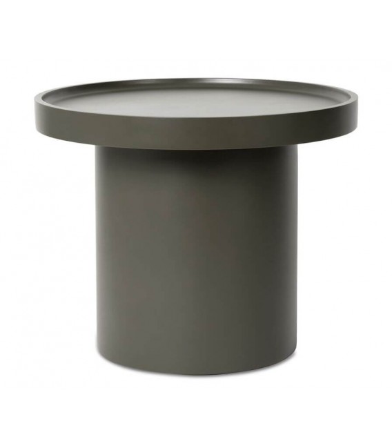 Mesita auxiliar redonda lacada en verde mate estilo moderno
