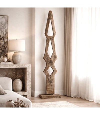 Figura decorativa alta de madera maciza suar tallada estilo étnico Mdmhogar
