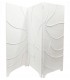 Biombo grande 3 hojas lacado blanco relieve estilo contemporáneo