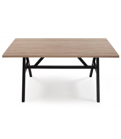 Mesa comedor rectangular roble natural metal negro estilo industrial 1