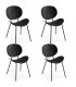 Set de 4 sillas comedor negras metal estilo contemporáneo Mdmhogar