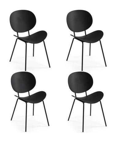 Set de 4 sillas comedor negras metal estilo contemporáneo Mdmhogar