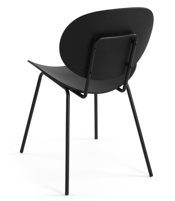 Set de 4 sillas comedor negras metal estilo contemporáneo3