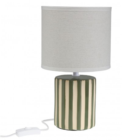 Lámpara sobremesa pequeña cerámica verde beige contemporánea