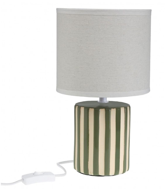 Lámpara sobremesa pequeña cerámica verde beige contemporánea