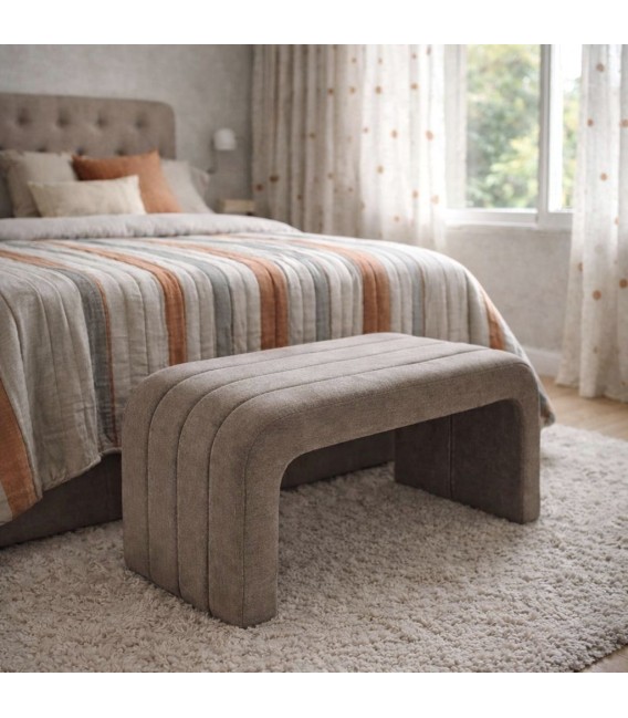 Banco pie de cama pequeño tapizado topo contemporáneo Mdmhogar