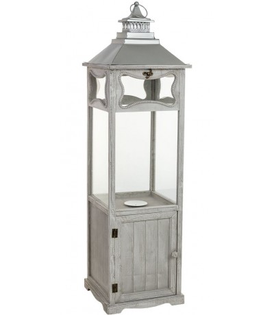 Farol muy alto de estilo clásico en madera acabado gris claro