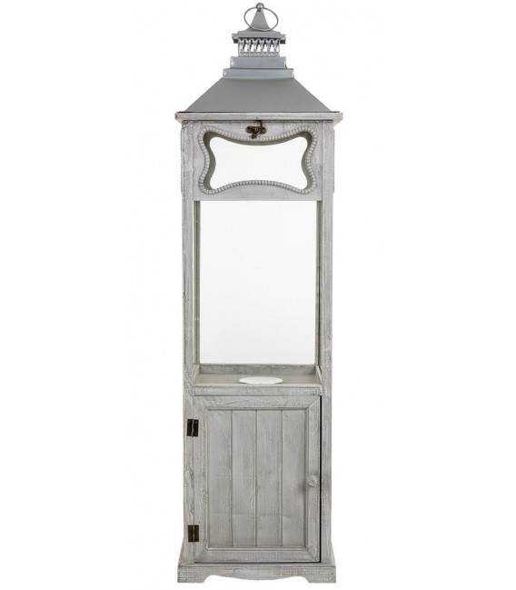 Farol muy alto de estilo clásico en madera acabado gris claro 1