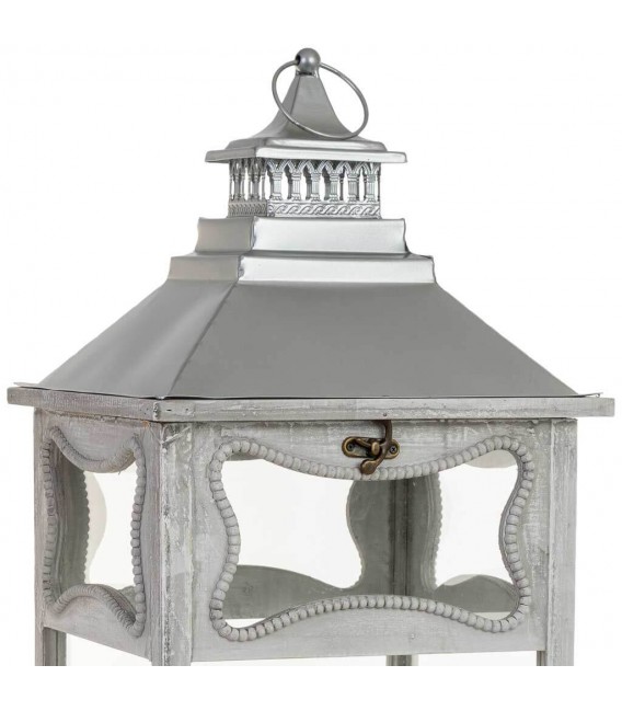 FAROL MUY ALTO 32 X 32 X 114 YUSTEL MADERA Y METAL GRIS CLARITO
