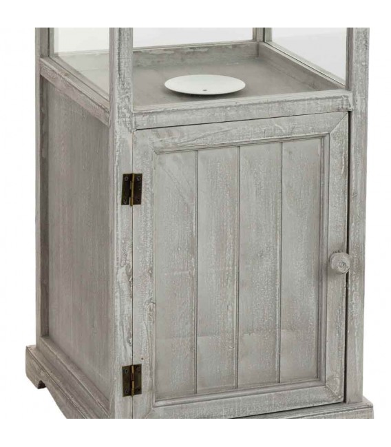 Farol muy alto de estilo clásico en madera acabado gris claro 5