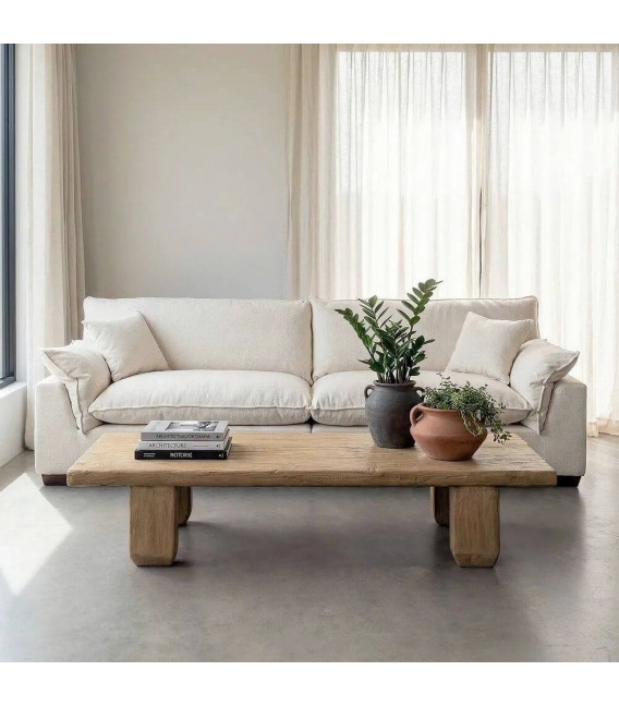 Mesa de centro XL madera de pino reciclado natural estilo boho  Mdmhogar