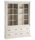 Vitrina XL boho madera teñida blanca con 2 puertas y 4 cajones