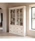 Vitrina XL boho madera teñida blanca con 2 puertas y 4 cajones Mdmhogar