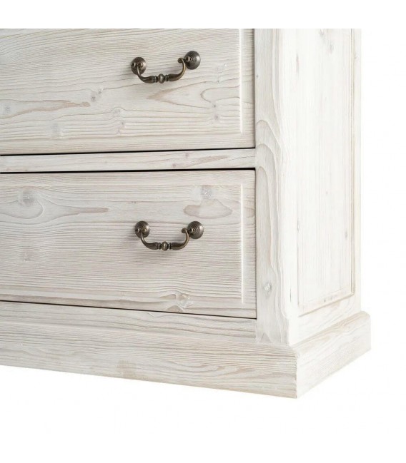 Vitrina XL boho madera teñida blanca con 2 puertas y 4 cajones 3