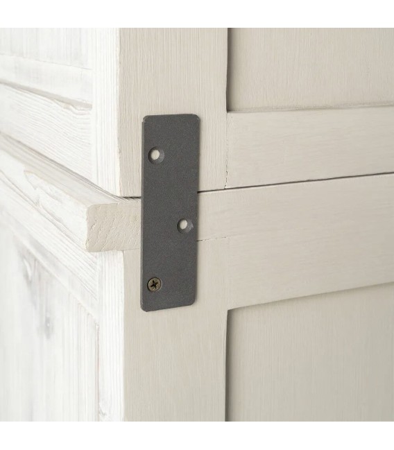 Vitrina XL boho madera teñida blanca con 2 puertas y 4 cajones 4