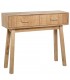 Consola entrada madera tallada  natural 2 cajones estilo nórdico