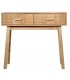 Consola entrada madera tallada  natural 2 cajones estilo nórdico 2