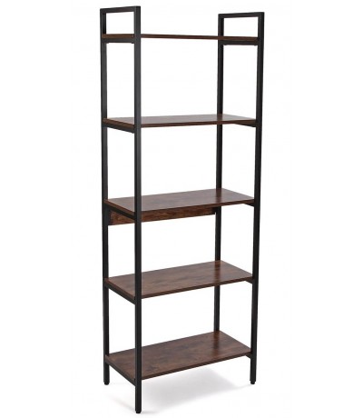 Estantería MDF nogal oscuro con hierro negro estilo industrial
