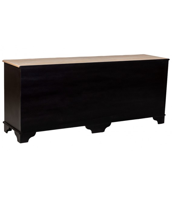 Cómoda XXL madera abeto 6 cajones negro oro neoclásica 3