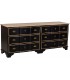 Cómoda XXL madera abeto 6 cajones negro oro neoclásica
