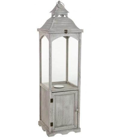 Farol muy alto madera de abeto gris claro rozado estilo clásico