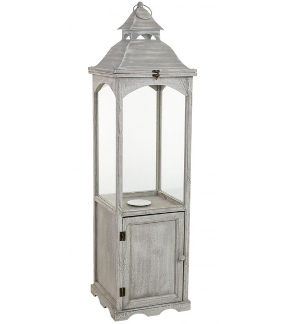 Farol muy alto madera de abeto gris claro rozado estilo clásico