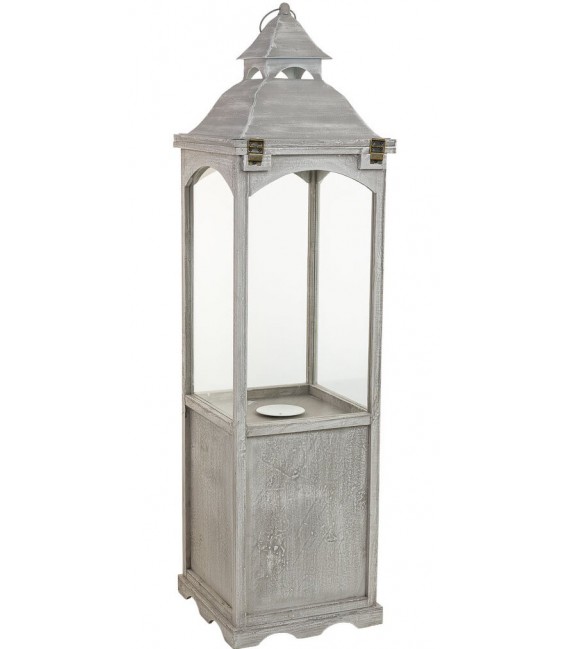 Farol muy alto madera de abeto gris claro rozado estilo clásico 3