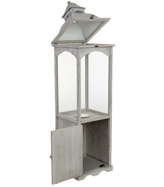 Farol muy alto madera de abeto gris claro rozado estilo clásico 2