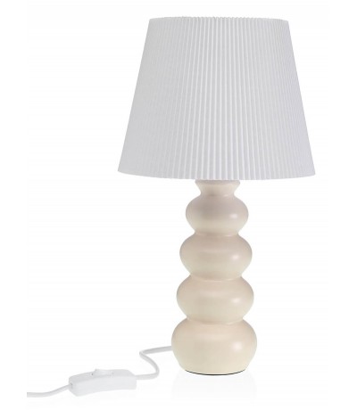 Lámpara sobremesa cerámica beige pantalla plisada blanca