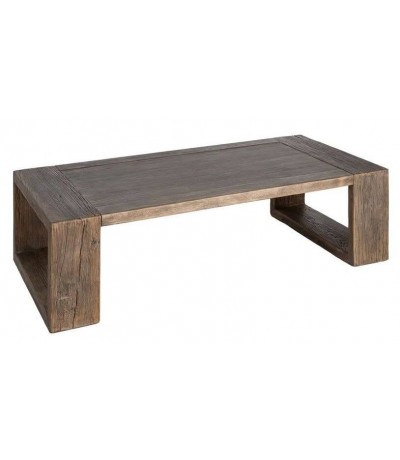 Mesa de centro rectangular XL de olmo reciclado nogal estilo boho