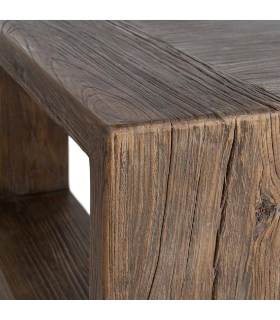 Mesa de centro rectangular XL de olmo reciclado nogal estilo boho 3