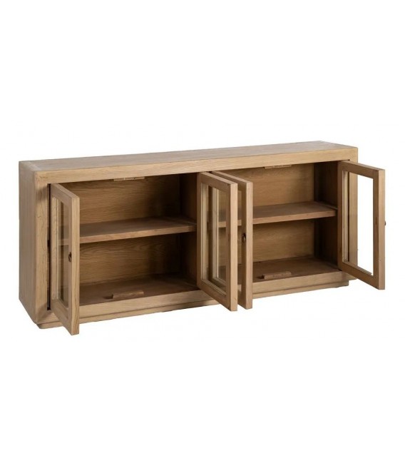 Aparador 4 puertas de cristal en olmo reciclado natural boho 1