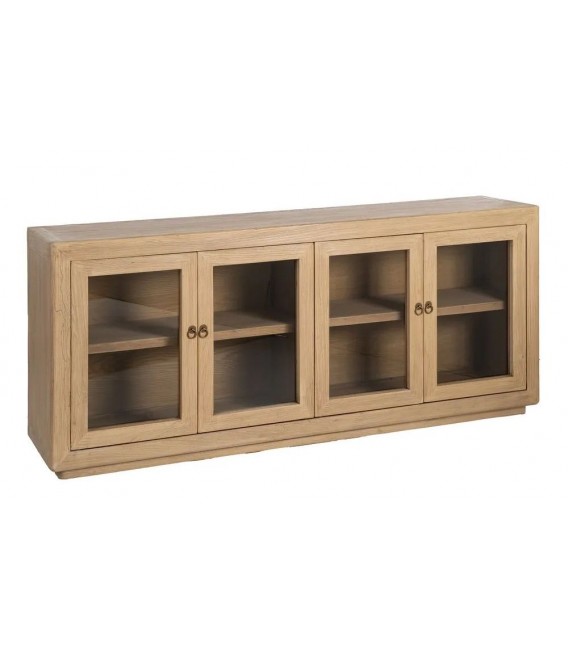 Aparador 4 puertas de cristal en olmo reciclado natural boho